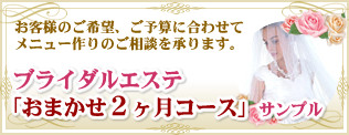 ブライダルエステ「おまかせ2ヶ月コース」サンプル