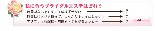 私に合うブライダルエステはどれ?